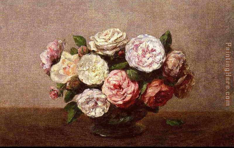 Bowl of Roses painting - Henri Fantin-Latour Bowl of Roses art painting